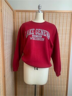Vintage Lake Geneva Wisconsin Red Crewneck Sweatshirt
